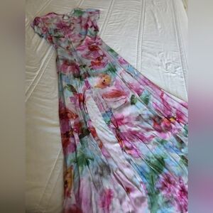 Olivaceous Watercolor Floral Maxi Dress